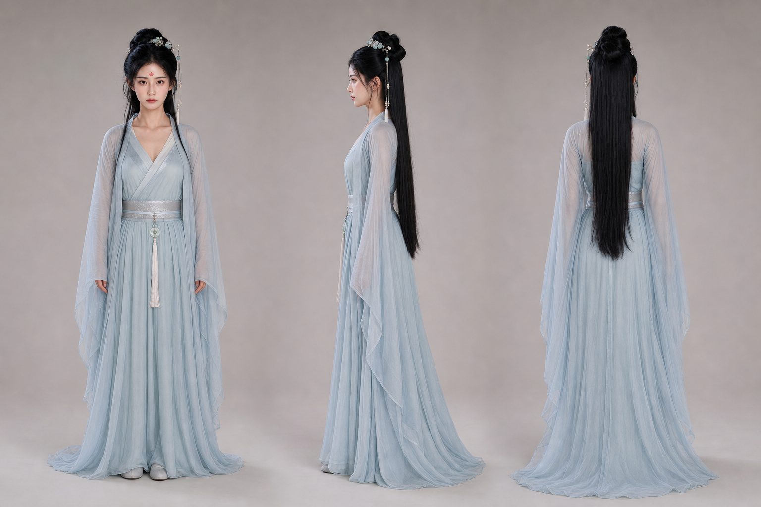 趙雁回 · 服裝通用三視圖（鎖圖參考）